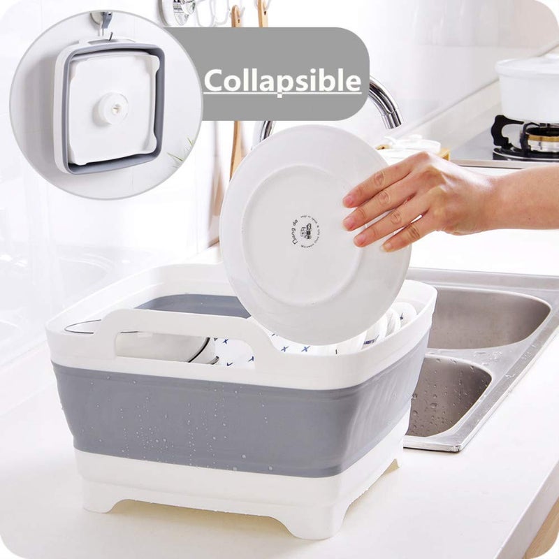 FOSJGO 2.4 Gal(9L) Collapsible Dish Basin with Drain Plug,Space Saving Multiuse Foldable Sink Tub,Dishpan,Kitchen Sink for Camping,Plastic Tub,Vegetable Washing,Beverage Tubs - Image 5